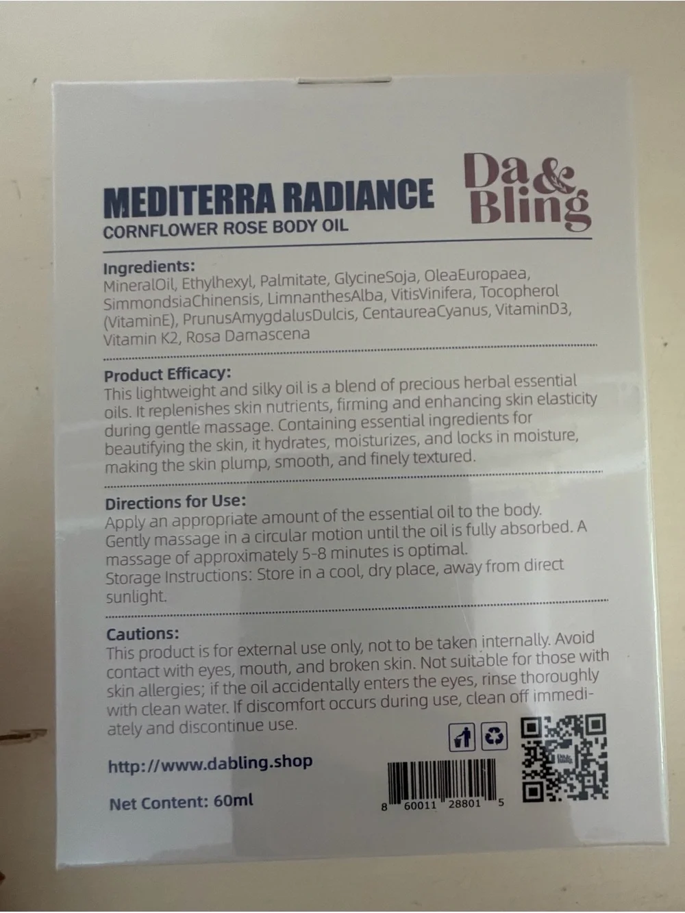 NWT Mediterra Radiance Cornflower Rose Body Oil